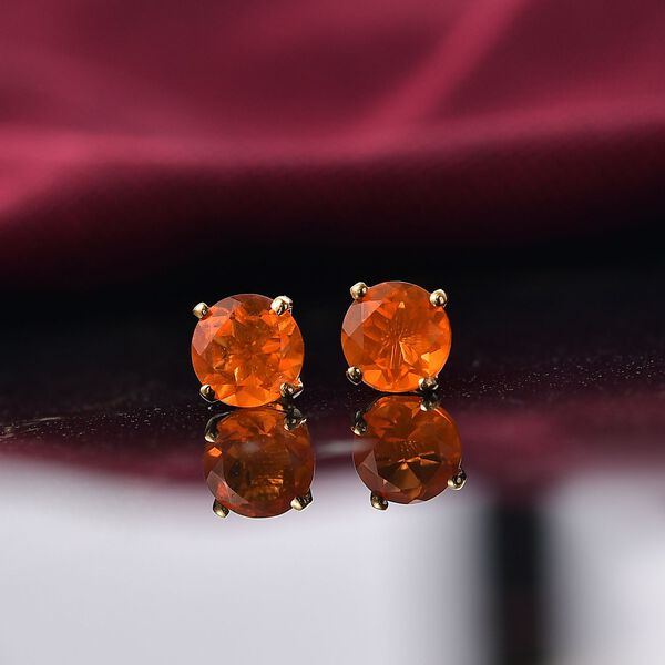 D'Joy AA Salamanca Feueropal Ohrringe 925 Silber 750 Gelbgold Vermeil ca. 0.72 ct image number 2