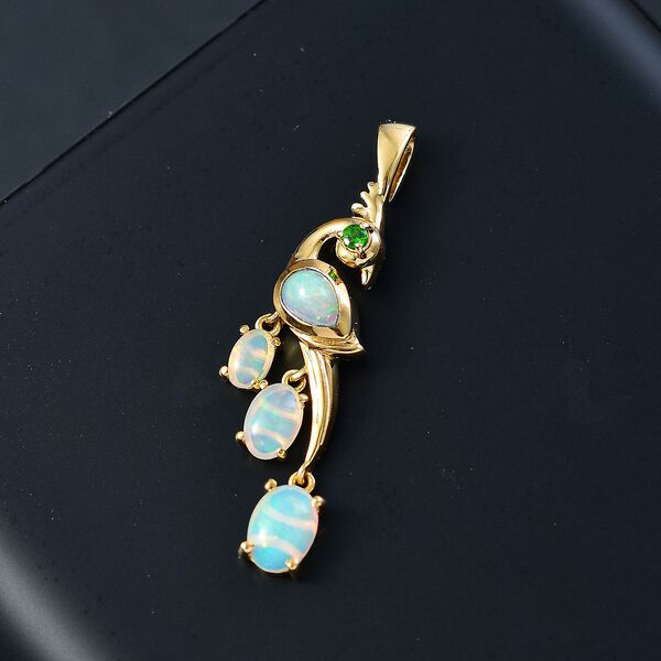 AA Natürlicher, äthiopischer Welo Opal Anhänger 925 Silber 750 Gelbgold Vermeil ca. 1.36 ct image number 2