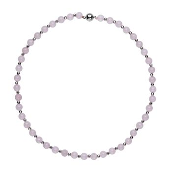 Rosenquarz Halskette, ca. 50 cm, Edelstahl ca. 162,50 ct