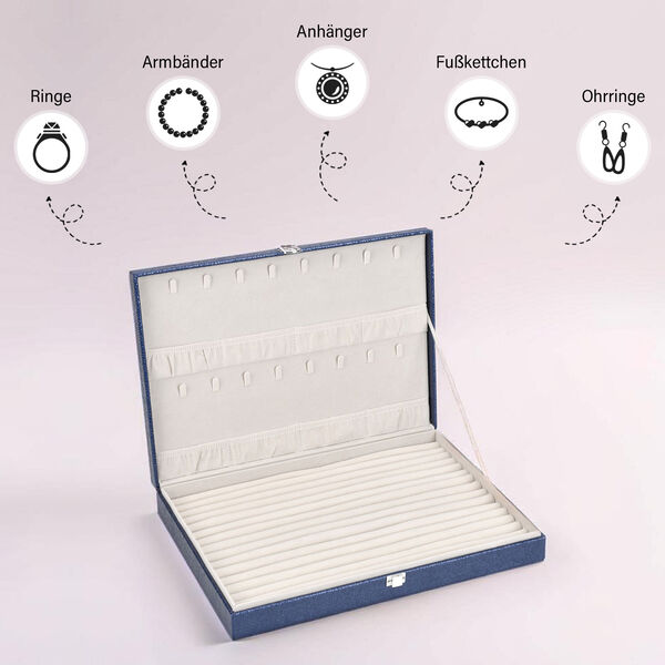XL Premium Schmuckbox, 40x28x6 cm, blau image number 4