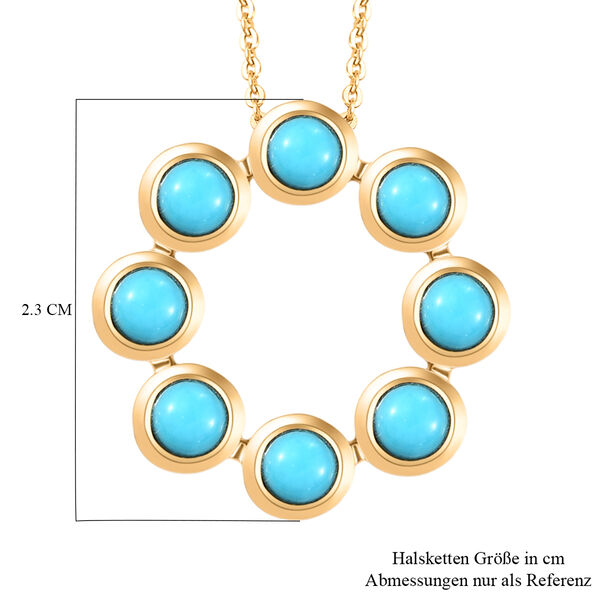 Amerikanischer, nat&uuml;rlicher Sleeping Beauty T&uuml;rkis Kreis des Lebens Anh&auml;nger mit Kette in Silber, 2,18 ct. image number 7