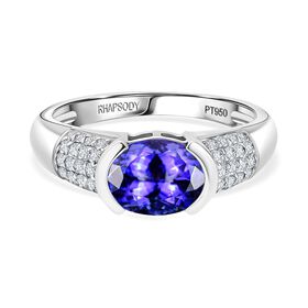 Rhapsody AAAA Tansanit, Weißer Diamant Ring 950 Platin (Größe 17.00) ca. 2,53 ct