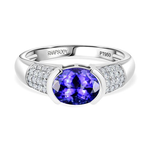 Rhapsody AAAA Tansanit, Weißer Diamant Ring 950 Platin (Größe 17.00) ca. 2,53 ct image number 0