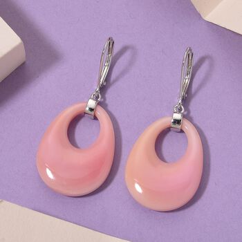 D'Joy Nat&uuml;rlicher Rosa K&ouml;nigsmuschel Perle (25x19 mm) Ohrringe 925 Silber rhodiniert