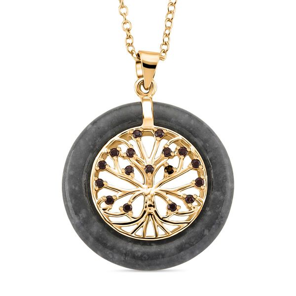 D'Joy nat&uuml;rlicher Olmek Jadeit und roter Granat Anh&auml;nger mit 50cm Kette - 6 ct.