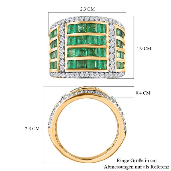 AAA Kagem sambischer Smaragd und Zirkon-Ring - 4,24 ct. image number 7