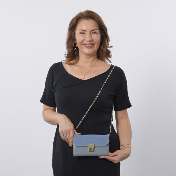 100% Echtleder Clutch mit RFID Schutz, Blau image number 9