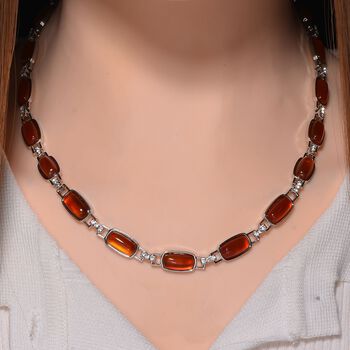 Roter Achat, Wei&szlig;er Kristall Halskette ca. 50 cm