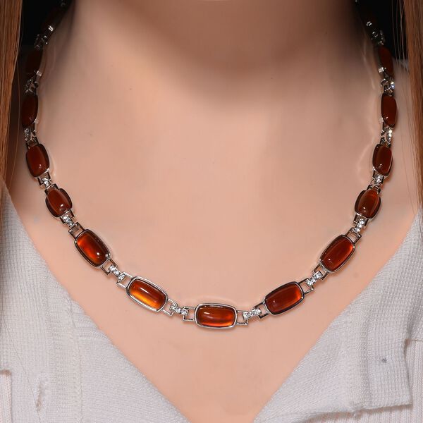 Roter Achat, Wei&szlig;er Kristall Halskette ca. 50 cm image number 2