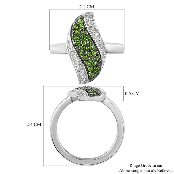 Nat&uuml;rlicher Chromdiopsid und Zirkon Ring 925 Silber platiniert  ca. 0,61 ct image number 7