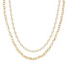 Doppelreihige Halskette mit ovalen Gliedern, Edelstahl, ca. 50 cm, Goldfarben