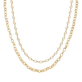 Doppelreihige Halskette mit ovalen Gliedern, Edelstahl, ca. 50 cm, Goldfarben