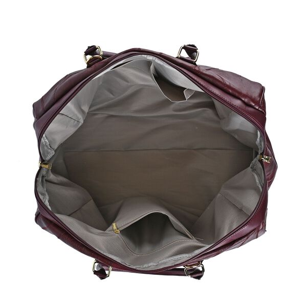 Stylische Patchwork-Reisetasche aus 100% weichem Schafsleder - Großes Hauptfach, sichere Rückentasche, Innenfächer, Tragegriff (20 cm) & abnehmbarer Schultergurt (120 cm). Größe: 46x27x33 cm image number 5