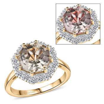 LUXURIANT AAA Turkizit und Labor Diamant Ring in 417 Gold - 4,51 ct.
