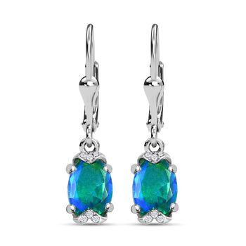 Pfau Triplette Quarz, wei&szlig;e Zirkon Ohrringe, 925 Silber platiniert ca. 2.84 ct