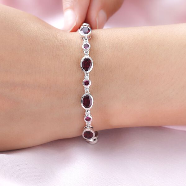Rhodolith Granat-Armband, ca. 20 cm, 925 Silber platiniert ca. 12.96 ct image number 3