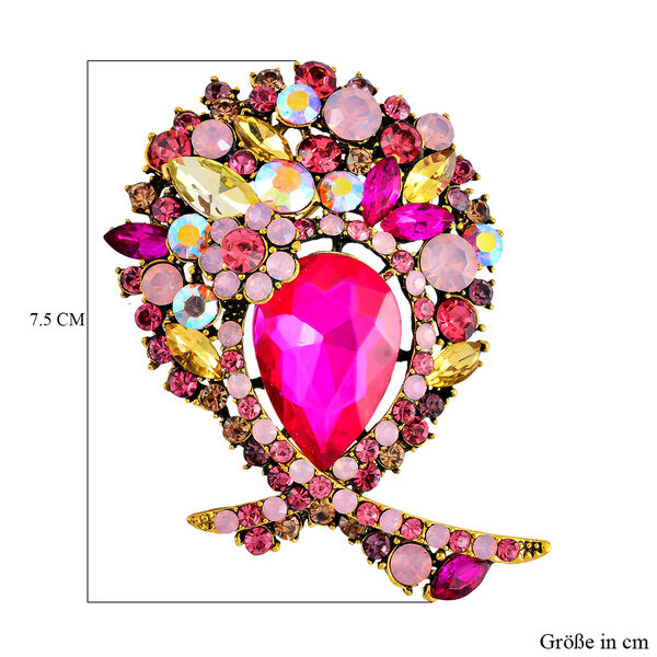 Mehrfarbiger Kristall Brosche  Antikes Gold image number 4