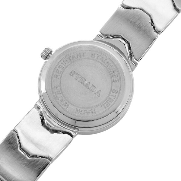 STRADA - Japanisches Uhrwerk, Wei&szlig;es Zifferblatt mit silberplattiertem Alloy Armband, 20 cm image number 8