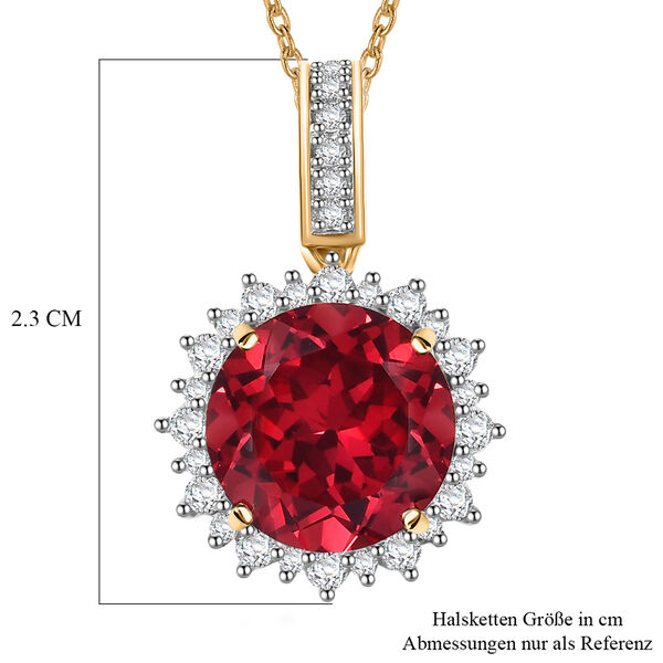 LUXURIANT zertifiziert und gepr&uuml;ft AAA Labor Padparadscha Saphir und VS-EF Labor Diamant Anh&auml;nger mit 45cm Kette in 417 Gold - 4,27 ct. image number 5