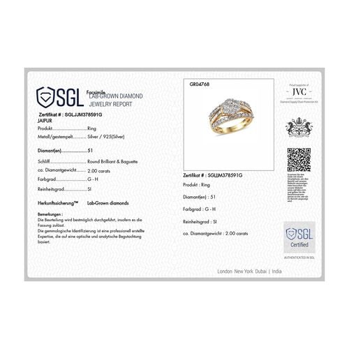 Lab Grown Diamant SI Ring 925 Silber 750 Gelbgold Vermeil (Größe 18.00) ca. 2,00 ct image number 7