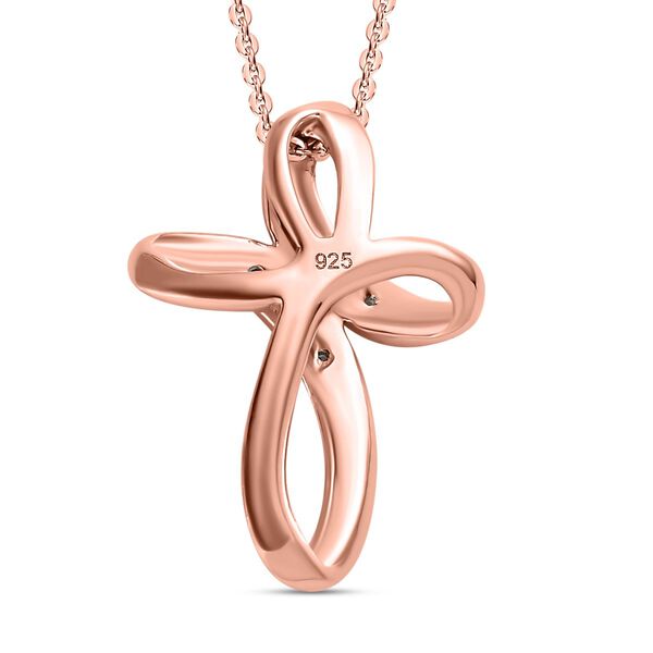 Wei&szlig;er Diamant Anh&auml;nger mit Kette, 925 Silber Ros&eacute;gold Vermeil image number 5