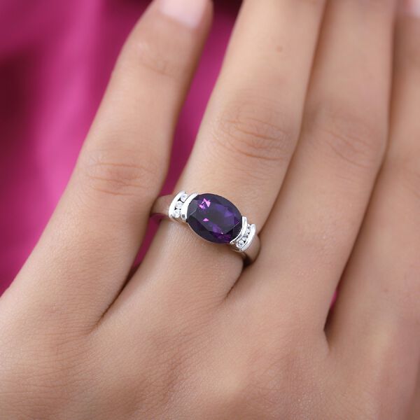 AAA Marokkanischer Amethyst und Zirkon Ring 925 Silber Platin-Überzug image number 3