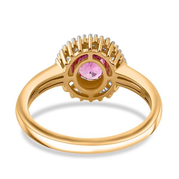 AAAA Padparadscha Saphir und Diamant Ring in 585 Gold - 1,37 ct. image number 7