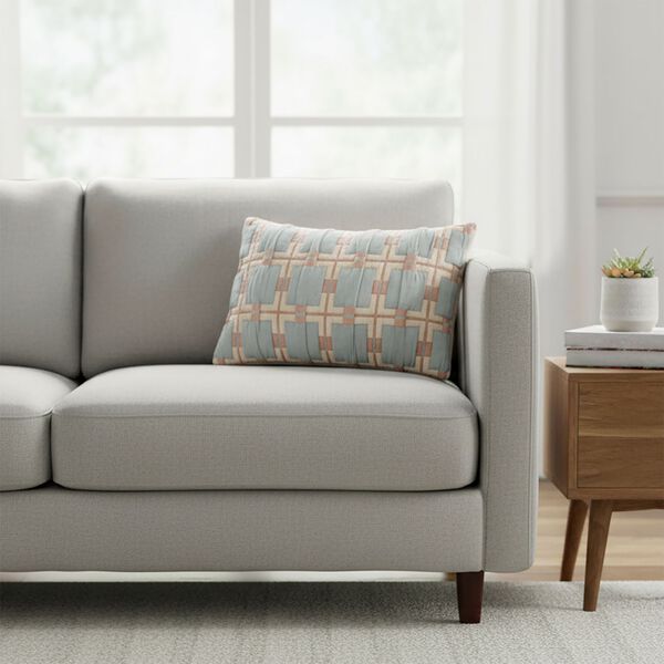 Luxus Kissenh&uuml;lle gewebt, 50 x 75 cm, Wei&szlig;-Himmelblau image number 2