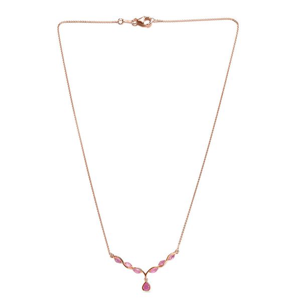 Ilakaka rosa Saphir (Fissure gefüllt) Collier, ca. 45 cm, 925 Silber rosévergoldet ca. 1.38 ct image number 4