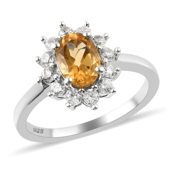 Citrin und Zirkon Ring 925 Silber platiniert  ca. 1,36 ct image number 4