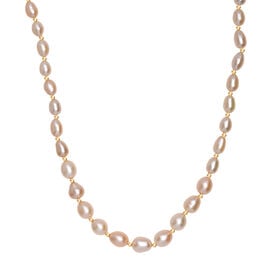 AA Pfirsich-Süßwasser Perle Halskette ca. 45 cm 925 Silber 750 Gelbgold Vermeil 85.00 ct