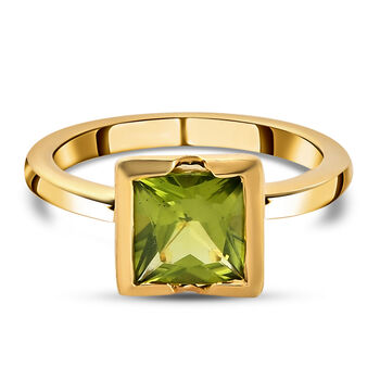 Nat&uuml;rlicher Peridot-Ring, 925 Silber vergoldet (Gr&ouml;&szlig;e 20.00) ca. 1,67 ct