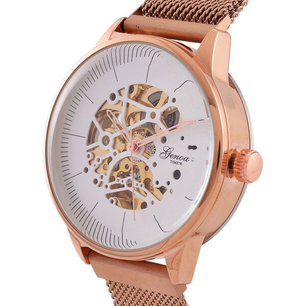 GENOA Automatik Mechanische Uhr mit Sonnenschein-Hohlzifferblatt und Automatischem Uhrwerk, rosefarben image number 3