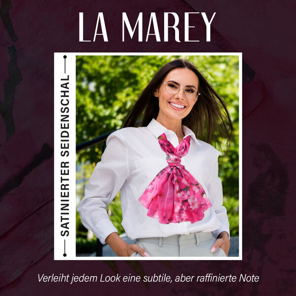 LA MAREY – Satinschal aus Maulbeerseide, Pfirisch-Rosafarben mit Blumenmuster image number 2