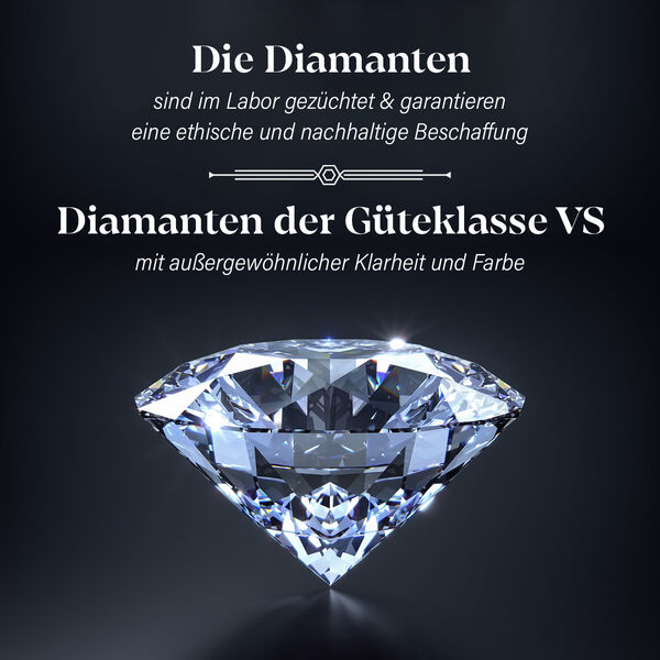 LUXURIANT SGL zertifizierter VS-EF Labor Diamant Ring, 925 Silber rhodiniert - 1 ct. image number 8