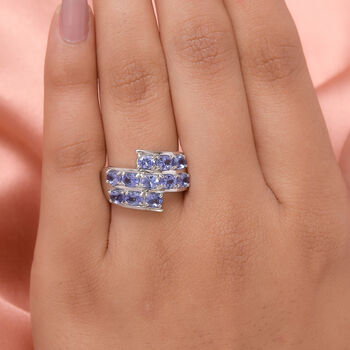 AA Tansanit-Ring, 925 Silber platiniert  ca. 1,86 ct