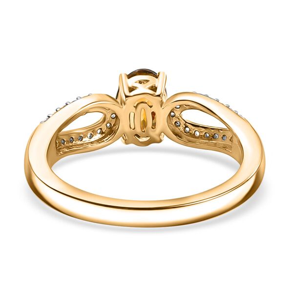 Nat&uuml;rlicher goldener Tansanit, Wei&szlig;er Zirkon Ring 925 Silber 750 Gelbgold Vermeil (Gr&ouml;&szlig;e 18.00) ca. 0.87 ct image number 6