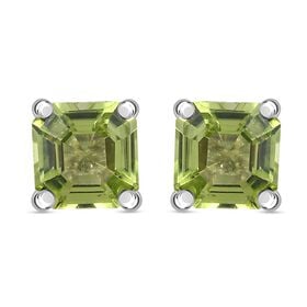Natürlicher Peridot-Ohrstecker, 925 Silber platiniert, ca. 1,14 ct