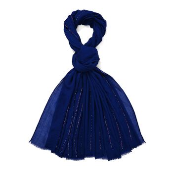 CLOSEOUT Deal - Perlenverzierter Schal, weich und stylisch, 50% Baumwolle 50% Viskose, ca. 90x180cm, Mitternachtsblau