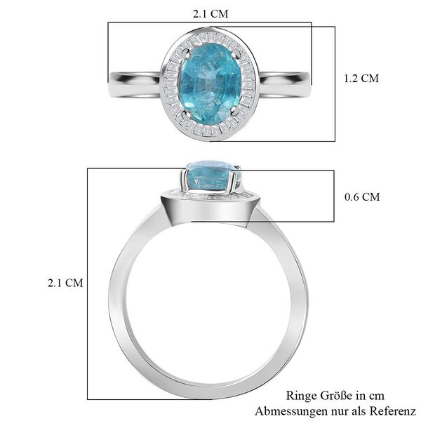AA Aqua Kyanit, Weißer Diamant Ring 925 Silber rhodiniert (Größe 17.00) ca. 1,65 ct image number 7