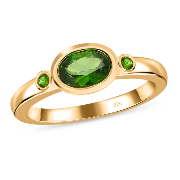 Natürlicher Chromdiopsid und Zirkon Ring 925 Silber vergoldet  ca. 0,82 ct image number 5