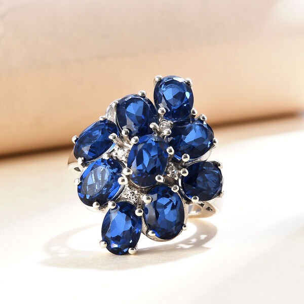 Ceylonfarbener Quarz und Zirkon-Ring, 925 Silber platiniert - 8,14 ct.  image number 2