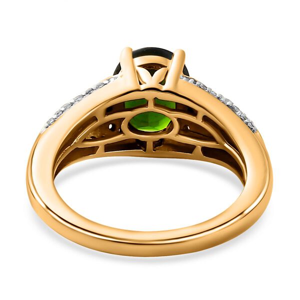 Nat&uuml;rlicher Chromdiopsid, wei&szlig;er Zirkon Ring, 925 Silber Gelbgold Vermeil (Gr&ouml;&szlig;e 18.00) ca. 2.19 ct image number 6