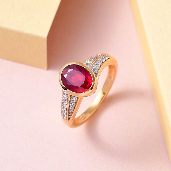 Afrikanischer Rubin und Zirkon-Ring - 2,91 ct. image number 2