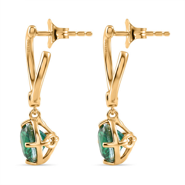 D'Joy Smaragd-Quarz Triplette, Wei&szlig;er Zirkon Ohrringe 925 Silber 750 Gelb Vergoldet ca. 3,12 ct. image number 3