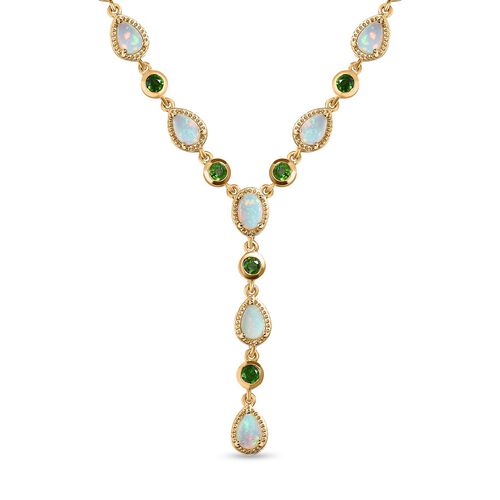 AA Natürliche, äthiopische Welo Opal und Chromdiopsid-Halskette, 45 cm - 5,26 ct. image number 0