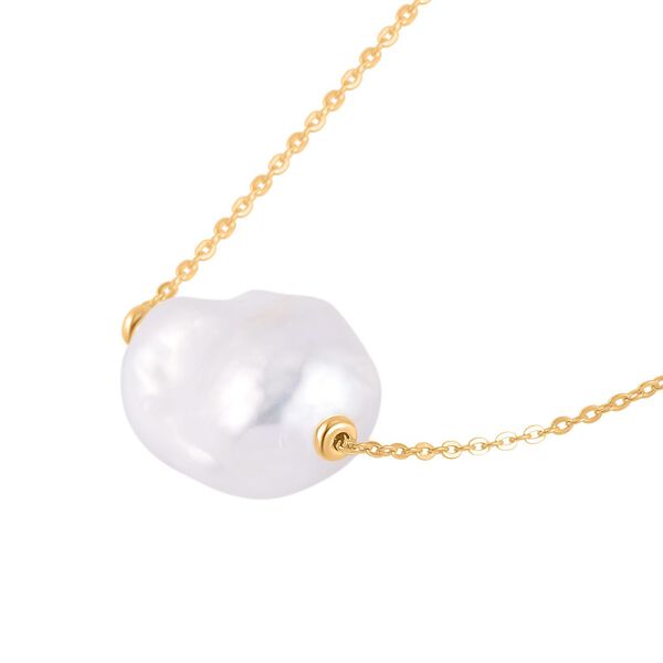 13-16 mm weiße Barockperlen-Kette, 50cm image number 4