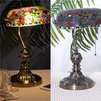 Mosaik Tischlampe, gr&uuml;n/rot