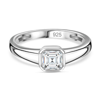 Moissanit Ring, 925 Silber platiniert, (Gr&ouml;&szlig;e 19.00) ca. 0.69 ct