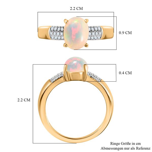 AA nat&uuml;rlicher, &auml;thiopischer Welo Opal und Diamant-Ring - 1,30 ct. image number 8